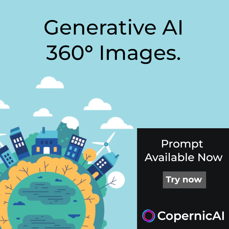 copernicai's tweet photo. Try out Generative AI for 360° images. Free prompt available now. #ai #vr #generativeai