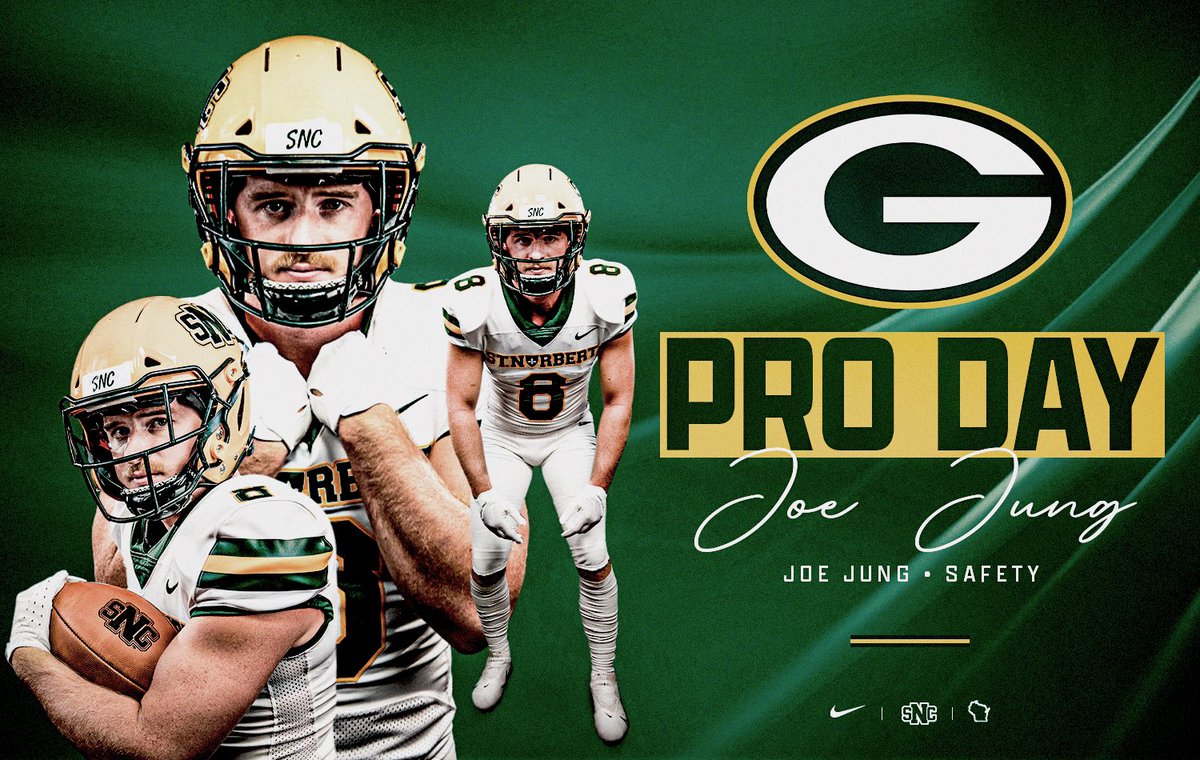 2022 D3 All-American Safety Joe Jung (<a href="/joe_jung09/">Joe Jung</a>) was invited to the Green Bay Packers pro day. We are proud of you Joe!!! 
 
🟢⚔️🟡
#FAMILY