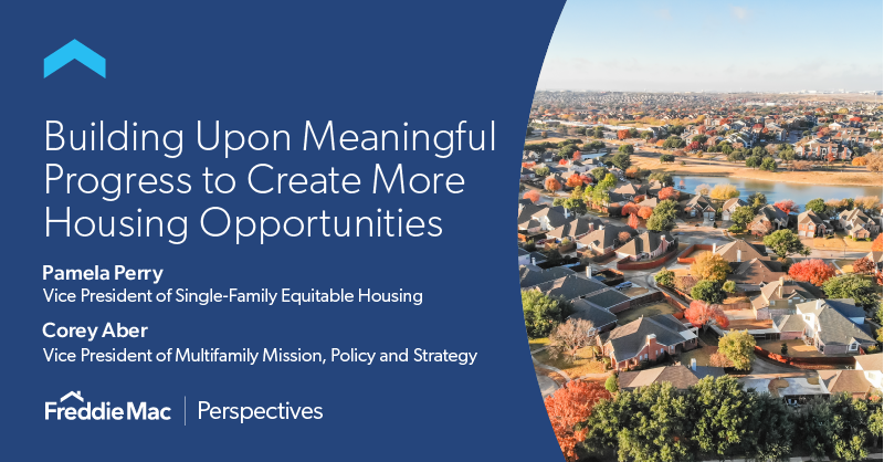 FreddieMac's tweet photo. Pamela Perry, VP of Single-Family Equitable Housing, and Corey Aber, VP of Multifamily Mission, Policy and Strategy, summarize key achievements from our 2022 Equitable Housing Finance Plan and how we're expanding upon them to #MakeHomePossible in 2023.