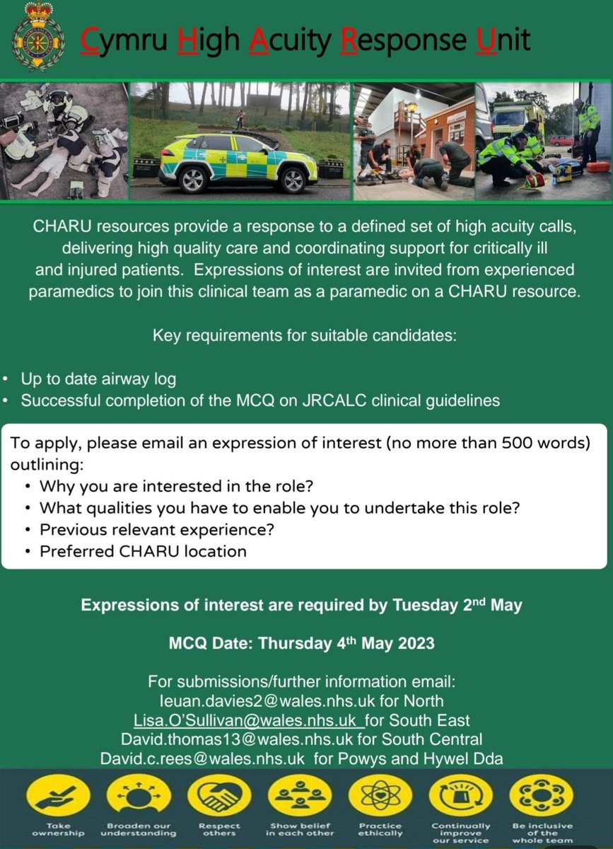 David Thomas (@dafydd999) on Twitter photo <a href="/WelshAmbulance/">Welsh Ambulance</a> CHARU advert is out now come and join a brilliant team focused on delivering care to critically ill and injured patients <a href="/WelshAmbulance/">Welsh Ambulance</a> CHARU advert is out now come and join a brilliant team focused on delivering care to critically ill and injured patients