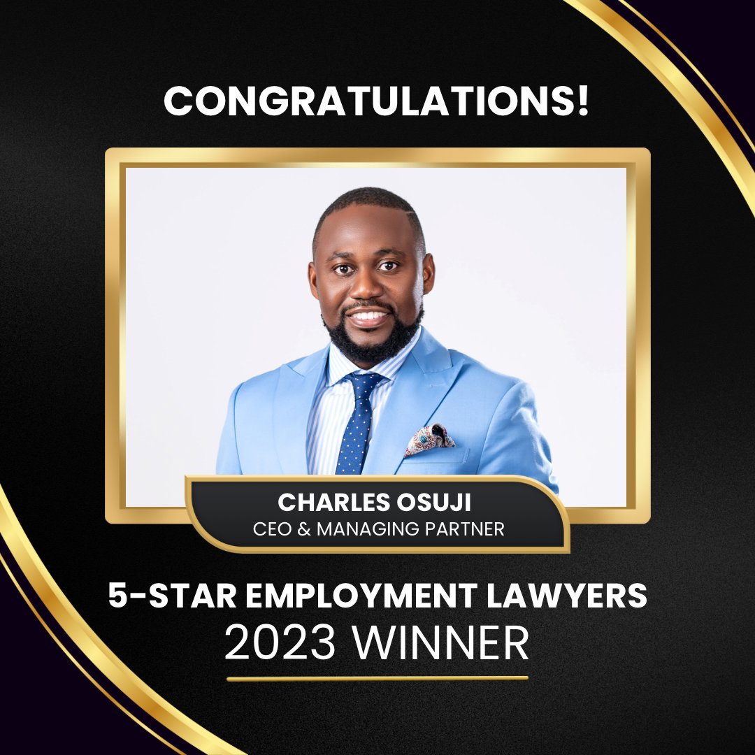 OsujiandSmith's tweet photo. 👏🏻 So proud to share that Osuji & Smith along with 3 of our lawyers won HR Reporter’s Best Employment Lawyers and 5-Star Employment Lawyers awards!
HUGE congratulations to:
- Charles Osuji
- Amanda Ovaici
- Evan Oikawa
#hrreporter #bestlawyer #employmentlaw #employmentlawyers https://t.co/oTobgKNiAv