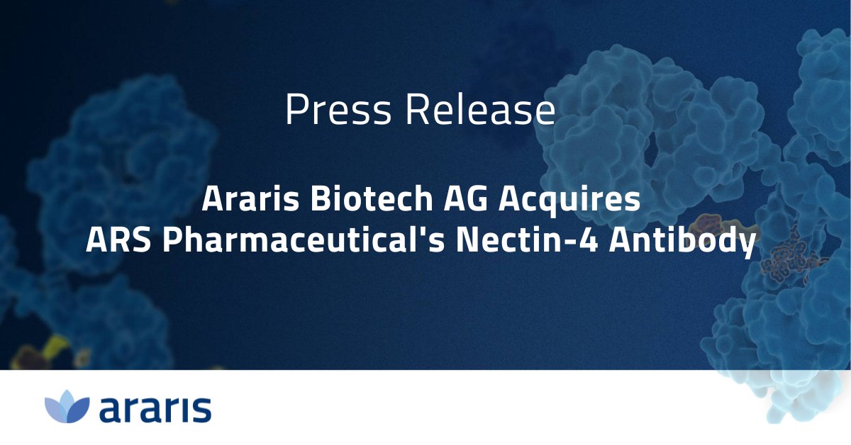 Araris Biotech (@ararisbiotech) on Twitter photo We’re excited to announce that we’ve acquired <a href="/ars_pharma/">ARS Pharmaceuticals</a> Nectin-4 antibody. The #antibody will be used to further develop a differentiated Nectin-4 #ADC, using our proprietary #LinkerTechnology, as we broaden our ADC pipeline. Read more here: bit.ly/41ysuE9 We’re excited to announce that we’ve acquired <a href="/ars_pharma/">ARS Pharmaceuticals</a> Nectin-4 antibody. The #antibody will be used to further develop a differentiated Nectin-4 #ADC, using our proprietary #LinkerTechnology, as we broaden our ADC pipeline. Read more here: bit.ly/41ysuE9