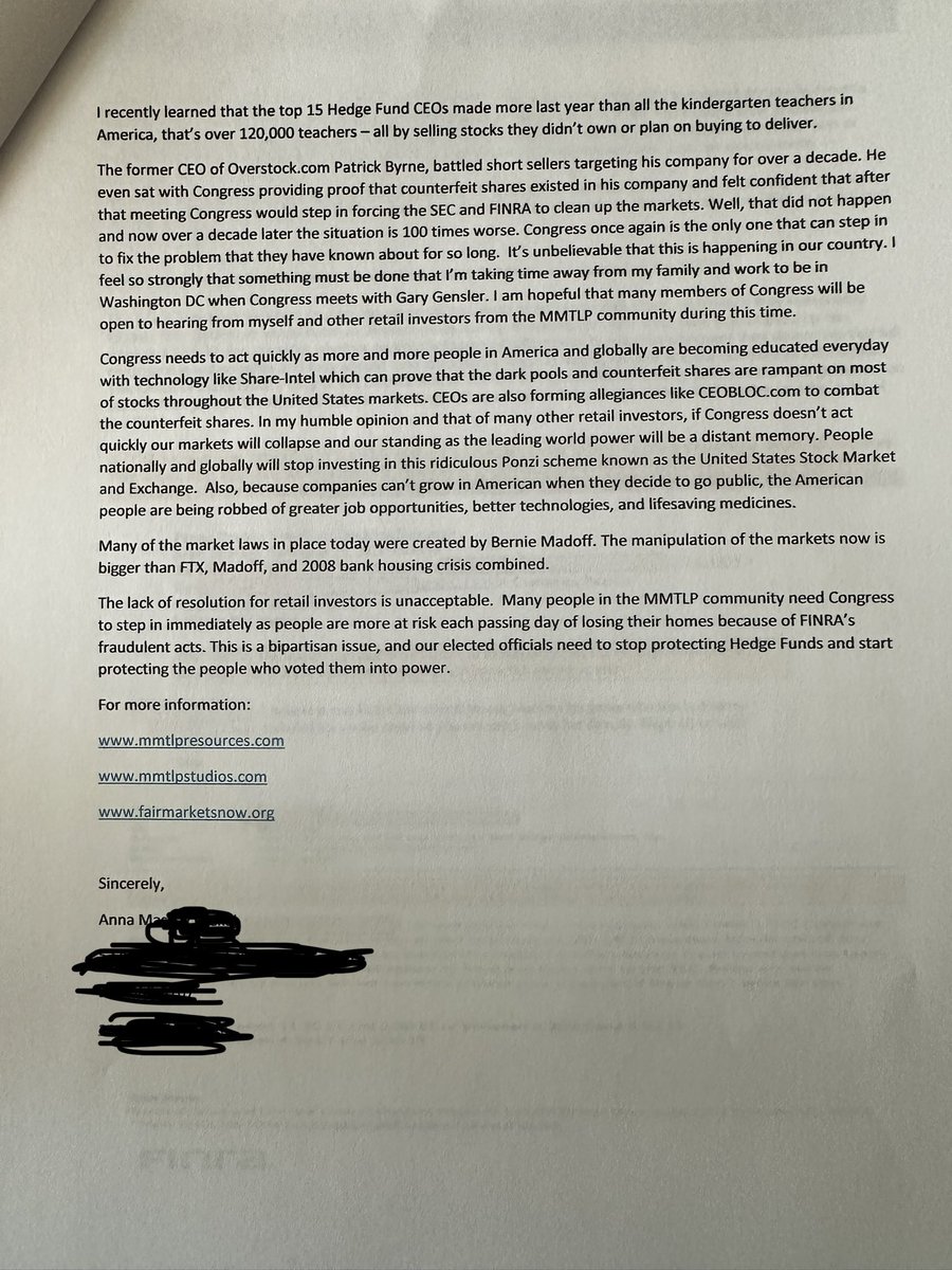 anna_trades's tweet photo. $MMTLP #FinraKnew #SECknew today I will be handing these out to every member of the House Financial Service Commitee urging them to read before their hearing with Gary Gensler. Along with PROOF from our community! I'm hopeful for open hearts and minds! 🙏 WE GOT THIS! 👊 https://t.co/3mncn4j46F