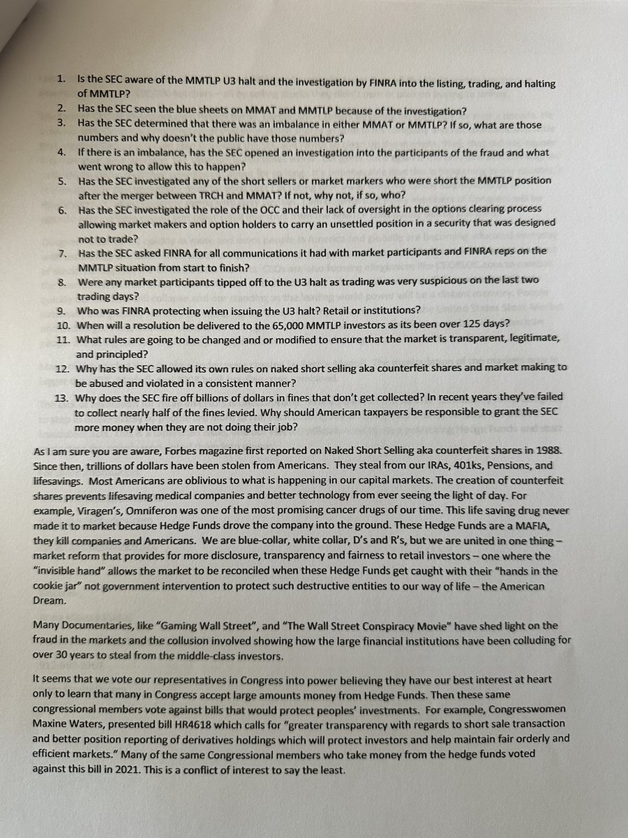anna_trades's tweet photo. $MMTLP #FinraKnew #SECknew today I will be handing these out to every member of the House Financial Service Commitee urging them to read before their hearing with Gary Gensler. Along with PROOF from our community! I'm hopeful for open hearts and minds! 🙏 WE GOT THIS! 👊 https://t.co/3mncn4j46F