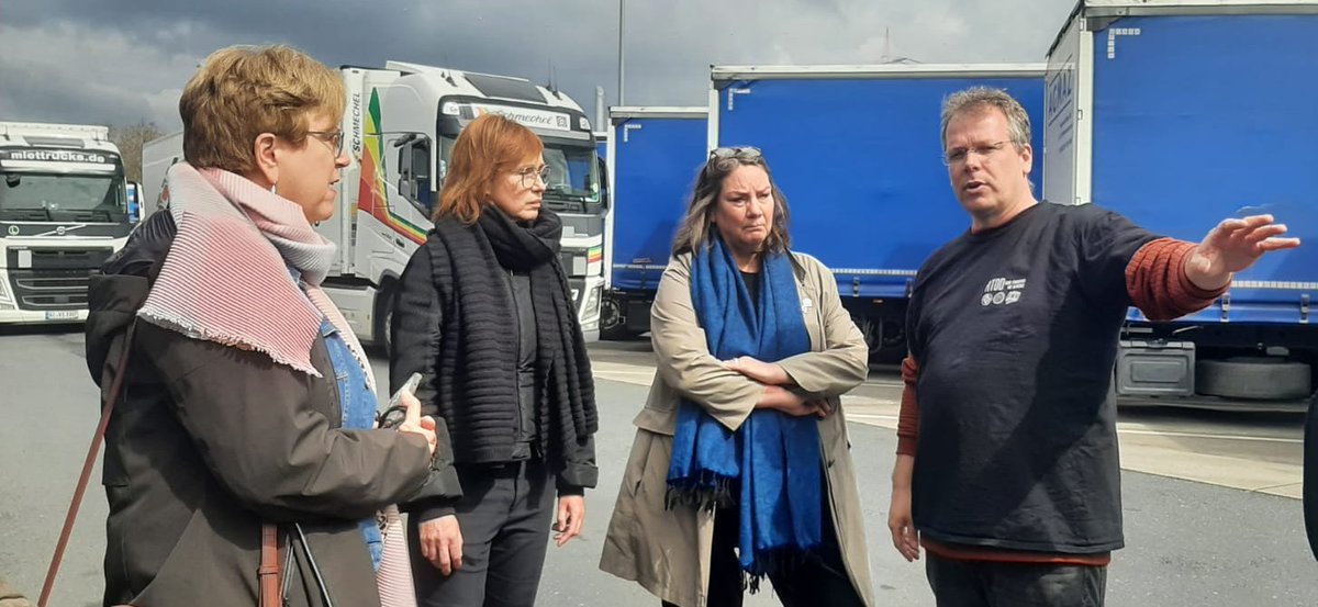 ETF_Europe's tweet photo. @FaireMobilitaet We were joined by MEPs @a_jongerius @gabischoff @Vera_Tax who voiced support &amp; underlined importance of a #SocialEurope - drivers' situation will be discussed at tomorrow's #EUPlenary.

ETF fully supports #GräfenhausenStrike - it's time to end 3rd-country driver exploitation! https://t.co/hFOwLs5ZP0