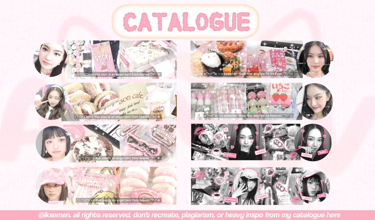 help rt? maacii :D

hello! aku udah open request all catalogs layout dibawah ini, start from 3,5k - 14k. bisa langsung send formnya dan jangan lupa baca TnC nya dulu di pinned yaa, met jajann!😻💝

#zonauang #zonaba
