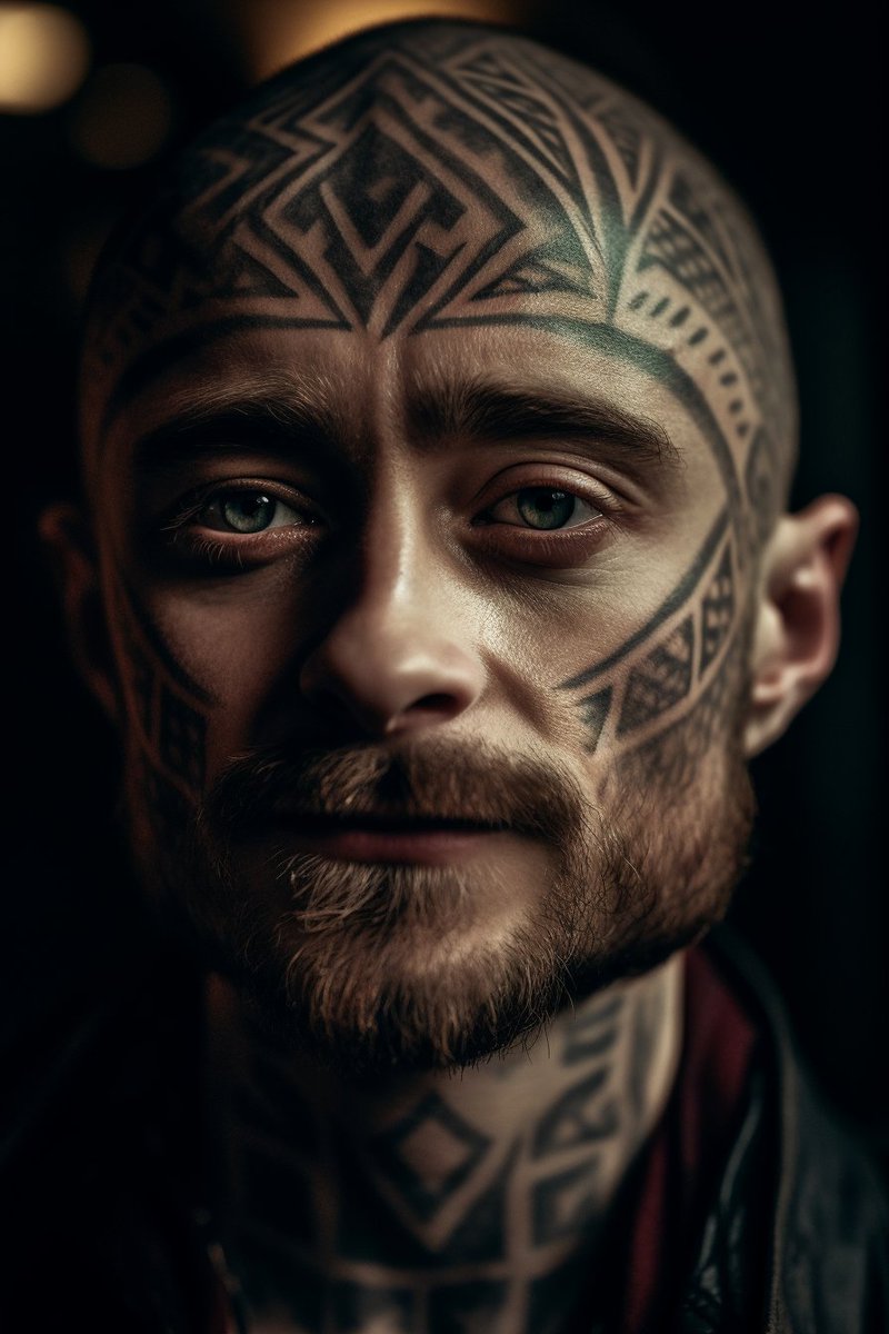 curious_AG's tweet photo. No time for a more interesting #AI experiment right now, so here are some portraits of the cast of Harry Potter with tribal face tattoos 🤷 🪄 #midjourney #AIart #MondayMotivation #MondayMood #mondayVibes #HarryPotter https://t.co/NwSgbEnz1g