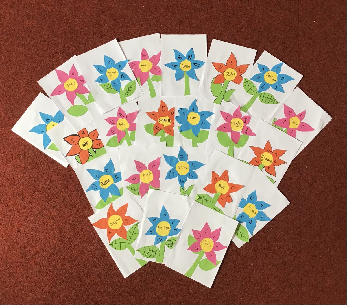 AitkenheadS's tweet photo. Primary celebrated their ’right to have a name’ this afternoon by creating these beautiful personalised flowers🌸@unicef #article7 #righttoaname https://t.co/cqjMOg908r