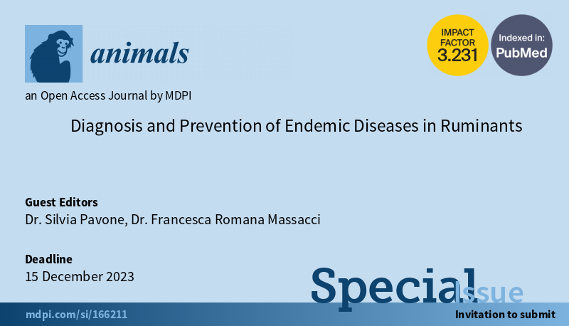 I would like to invite you to contribute an original research or review article that address “Diagnosis and Prevention of Endemic Diseases in Ruminants” mdpi.com/journal/animal… #research #veterinary #ruminantdisease #endemicdiseaseses #diagnosis #article #specialissue #OpenAccess