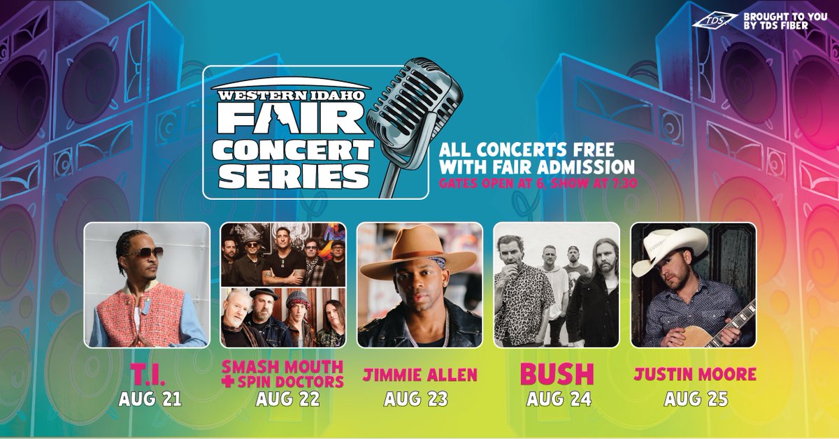 The wait is over! We're officially releasing our Western Idaho Fair Concert Series lineup for our 2023 Fair season. All concerts are FREE with paid Fair admission. Get your tickets now!
