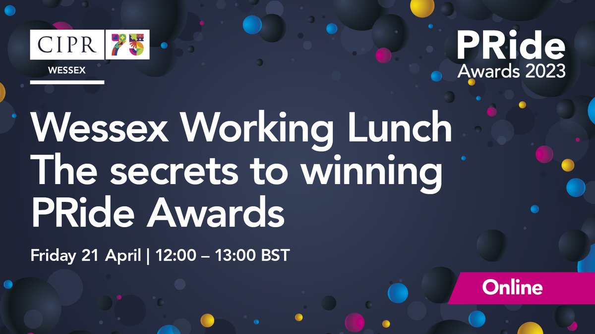 Are you joining us this Friday for our #WorkingLunch webinar on the secrets of winning a @CIPR_Global #PRideAward? There's a great panel to help you plan and submit your entry, so if you're thinking of entering and haven't started, sign up to find out more cipr.co.uk/CIPR/Events/Ev…