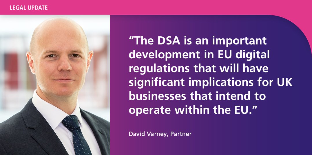 Are you a UK business in the #DigitalServices sector?

The EU #DigitalServicesAct includes a range of new provisions that are relevant to UK businesses that intend to operate in the EU.

Read more: bsalmon.us/3MKpgJL

#DataProtection