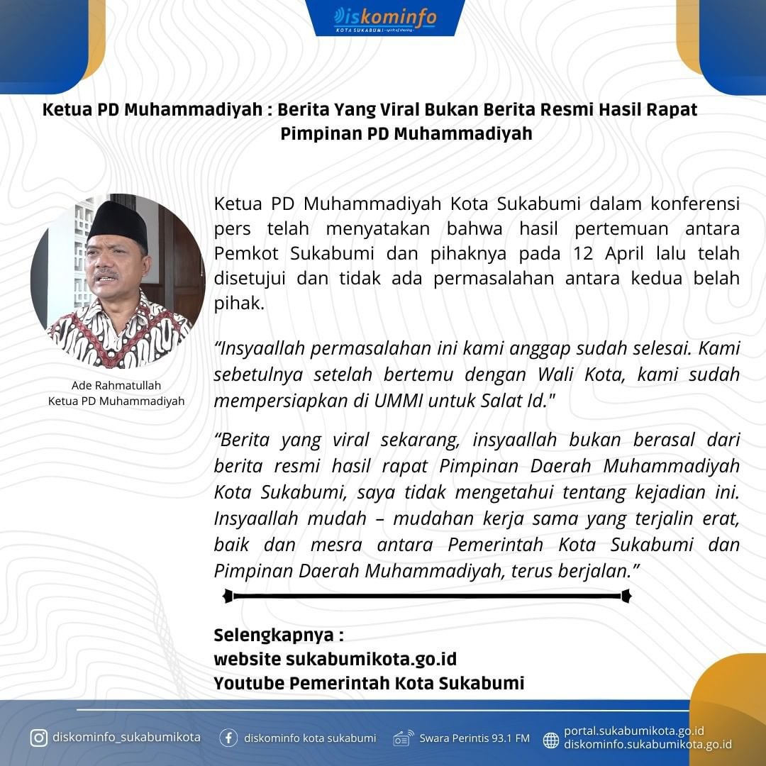 agusrustiawandi's tweet photo. Wali Kota, Achmad Fahmi, dan
Ketua PD Muhammadiyah Kota Sukabumi, Ade Rahmatullah, slang tadi menggelar konferensi pers untuk menanggapi berita salah satu media. https://t.co/Z5jgMp9A6L