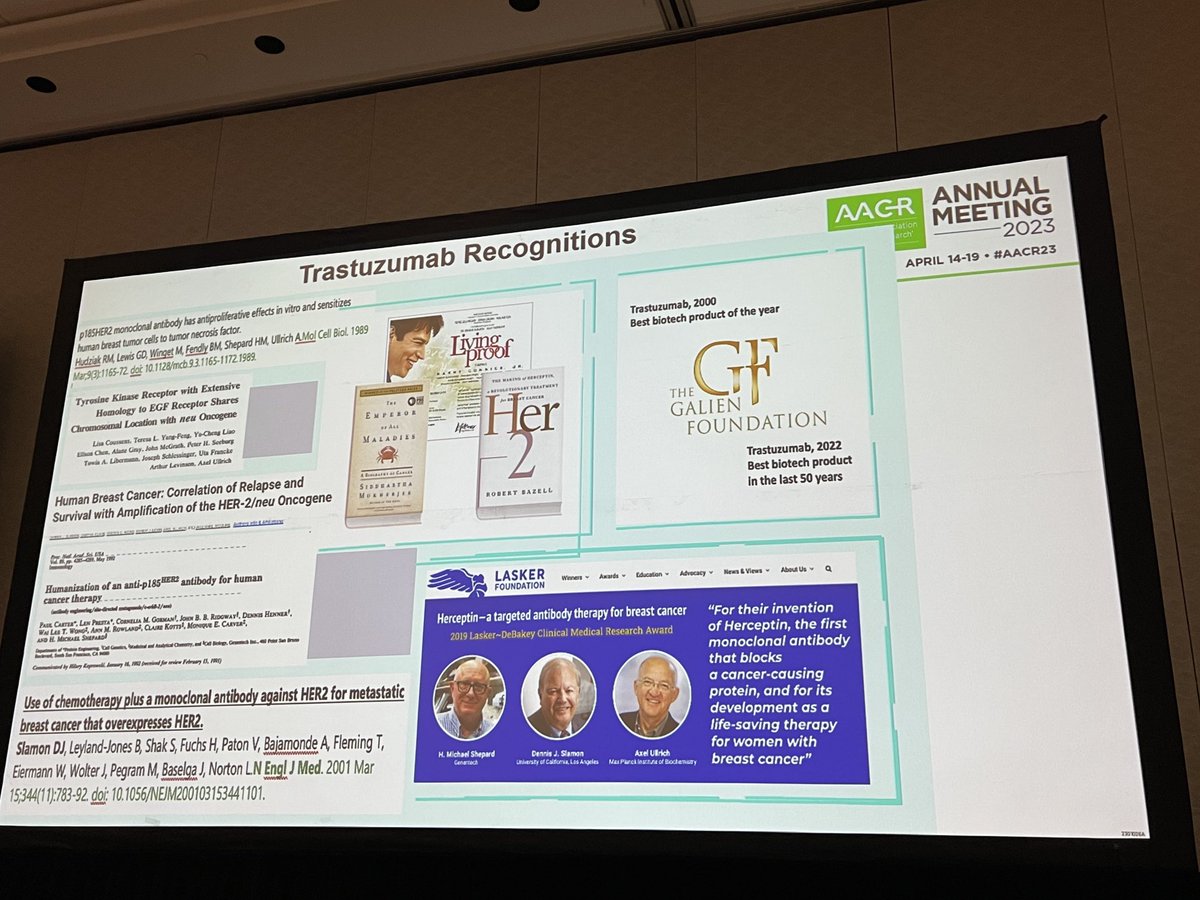 25 years of Herceptin/trastuzumab being recognised at #AACR2023 ⁦@ProfJohnCrown⁩ ⁦@nicb_dcu⁩ ⁦@DcuBiotech⁩ ⁦⁦@CCRTIreland⁩