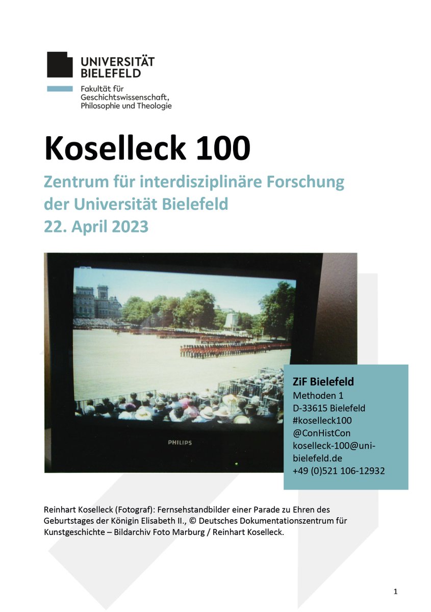 Diese Woche wäre der Bielefelder #Historiker #ReinhartKoselleck 100 Jahre alt geworden. Zu diesem Anlass findet Samstag (22.04.) im @ZiF_Bi @unibielefeld die u.a. von #SFB1288-Mitglied #WillibaldSteinmetz organisierte Veranstaltung 'Koselleck 100' statt. @ConHistCon #Koselleck100