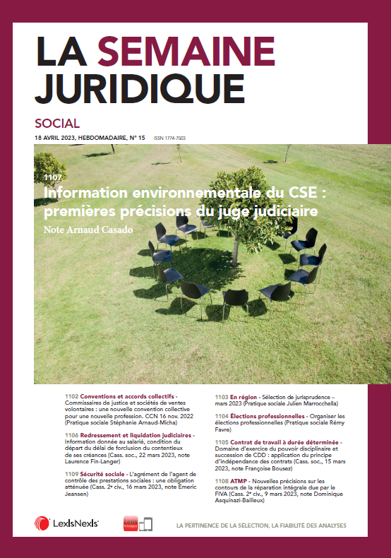JCP_Social's tweet image. À la une du JCP S n° 15 #Lexis360 #LexisKiosque (lexiskiosque.fr) une note d'Arnaud Casado : "Information environnementale du CSE : premières précisions du juge judiciaire"  

Bonne lecture et bonne semaine !