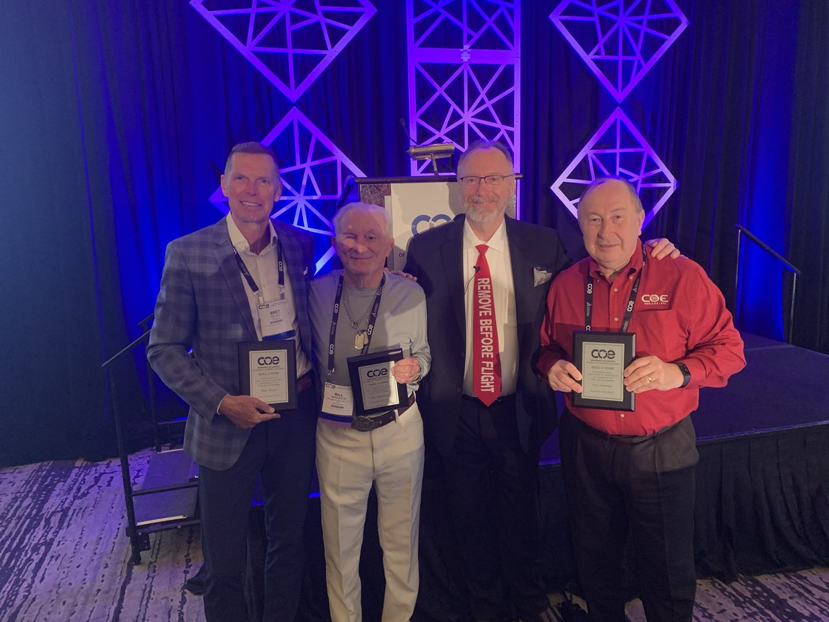 bderagisch's tweet photo. The Hall of Fame is growing. #COExperience Newest members with me today. Welcome to the hall Bill, Phil and Bret. These gentlemen truly helped COE thrive and prosper, starting with Bill Abramson - the Father of COE. https://t.co/UUYzEqv1R0