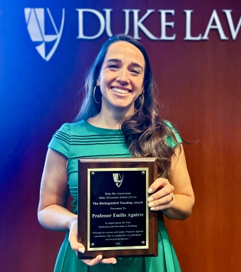 Let’s congratulate Professor Emilie Aguirre of <a href="/DukeLaw/">Duke Law</a> on receiving the Distinguished Teaching Award at the Duke Law Outstanding and Noteworthy Endeavors Awards!! Read more here:  buff.ly/3KFi4fm
#WomenAlsoKnowLaw
#WomenInAcademia