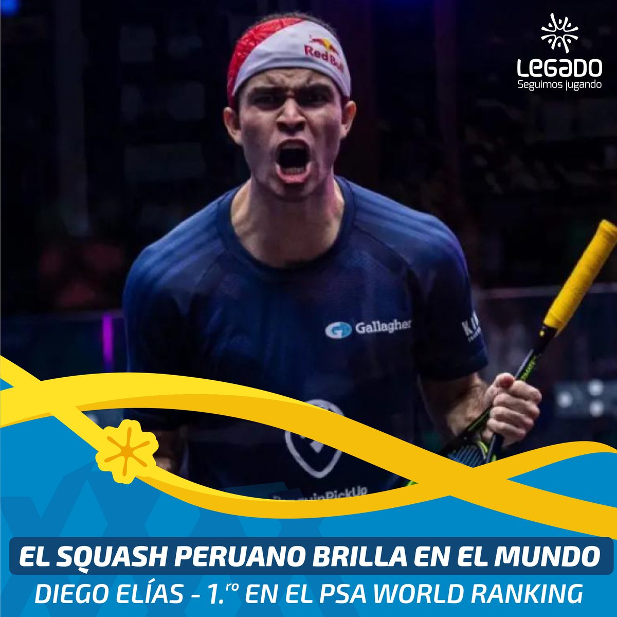 Lima2027Juegos's tweet photo. ¡Diego es el mejor del mundo!🤩
El squash peruano logra hazaña histórica gracias a #DiegoElías🇵🇪, quien alcanzó la cima del ranking mundial de squash🔝 anunciado hoy por la @PSAWorldTour. https://t.co/HSpPjY6iWZ