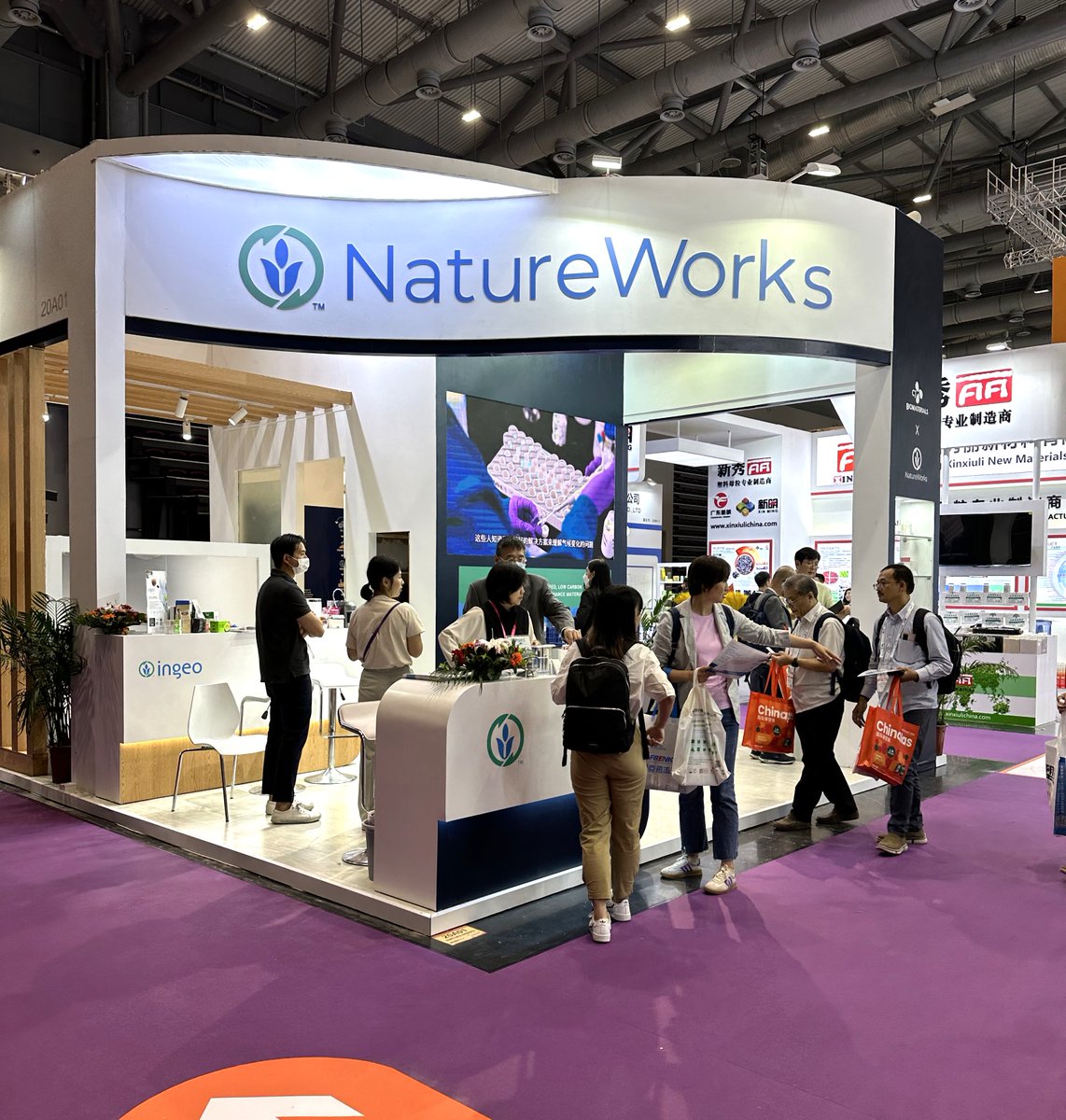 natureworks's tweet image. Day 1 of #Chinaplas2023 success! Featuring our partnership with @CjBioMaterials for new #thermoforming &amp;amp; #flexpackaging applications, Ingeo in #3Dprinting, the NEW Ingeo 6500D for softer #nonwovens, &amp;amp; Ingeo in paper coatings. #lowcarbon #biobased @Polymaker_3D @esun3dfilament