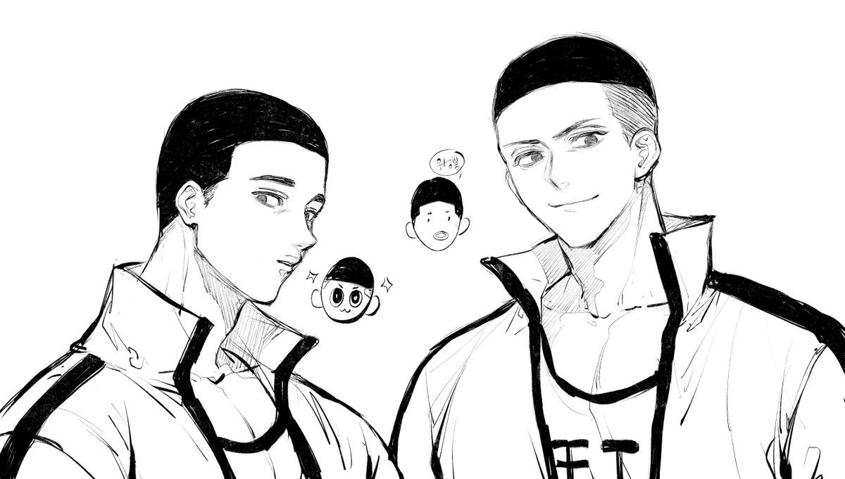 친구 리퀘로 그린 명헌이랑 우성이,,,,