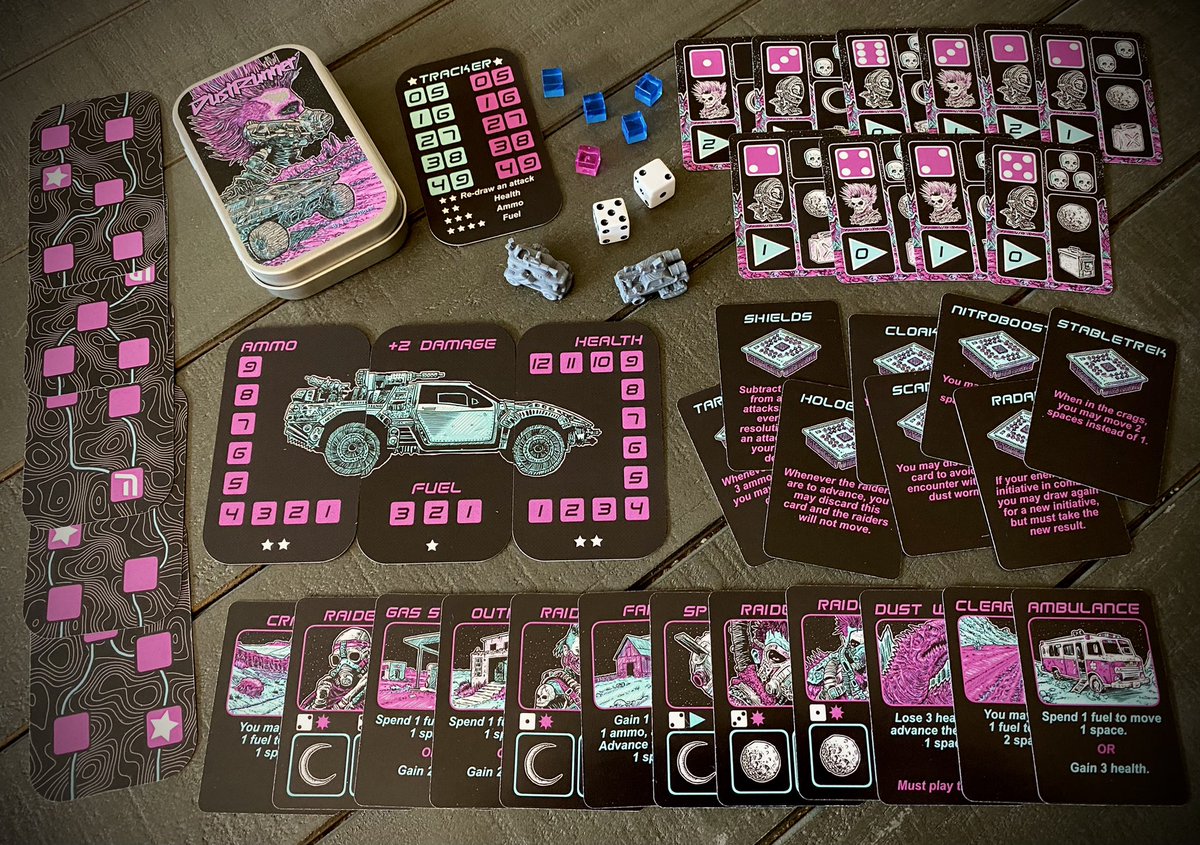 GreyGnomeGames's tweet image. Less than 50 backers away from 1000!! When we hit 1000 backers the price for Dustrunner will drop to the insane price of $12.44! Only 7 days remain! Join the Crowd Sale now! thegamecrafter.com/crowdsale/dust… #sologame #cyberpunk #Madmax #boardgame #bgg #scifi #cardgame #tabletopgaming