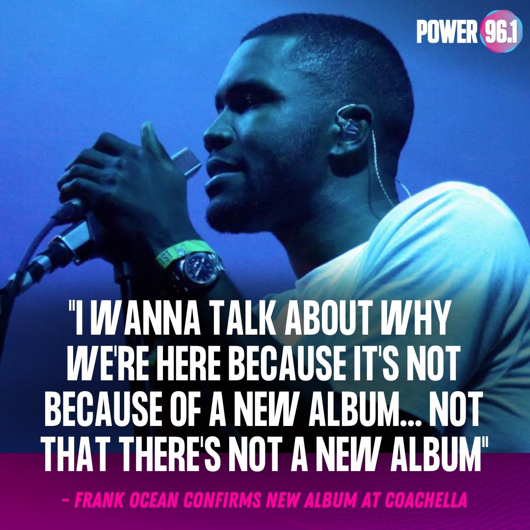 poweratl's tweet photo. Confirmed. New album is in the works from #FrankOcean. He has some big news to share at his triumphant return to the stage on Night 3 of #Coachella. https://t.co/liyETKIKVP https://t.co/Qs1VqlFpZr