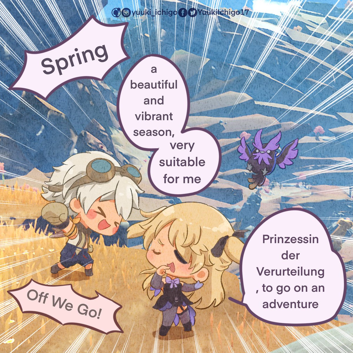 YuukiIchigo17's tweet photo. 🤣 What a lucky day!

Mini comic inspiration from my friends game play. I joined #teyvatspringbreak from #GenshinImpact at very last minutes 😅 
#cute #chibi #fanart #comic #bennett #fischl #mihoyo #hoyoverse #art #drawing #yuuki_ichigo https://t.co/l7VYcGJcD5