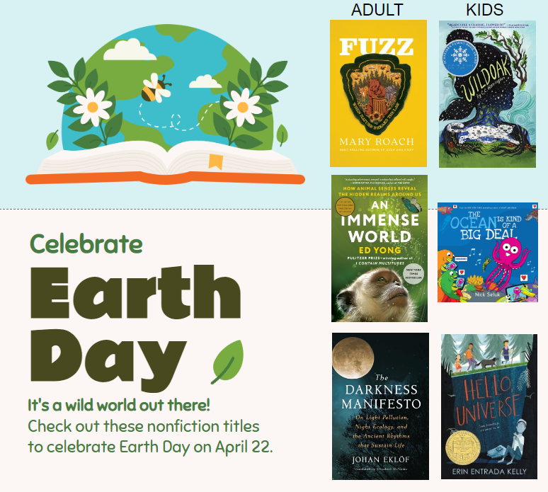 LincolnLTPL's tweet photo. Earth day is quickly approaching. Need a good book to read? Check out one of these!
#earth #earthday #reading #books #library #planet https://t.co/coTIPJG4V0