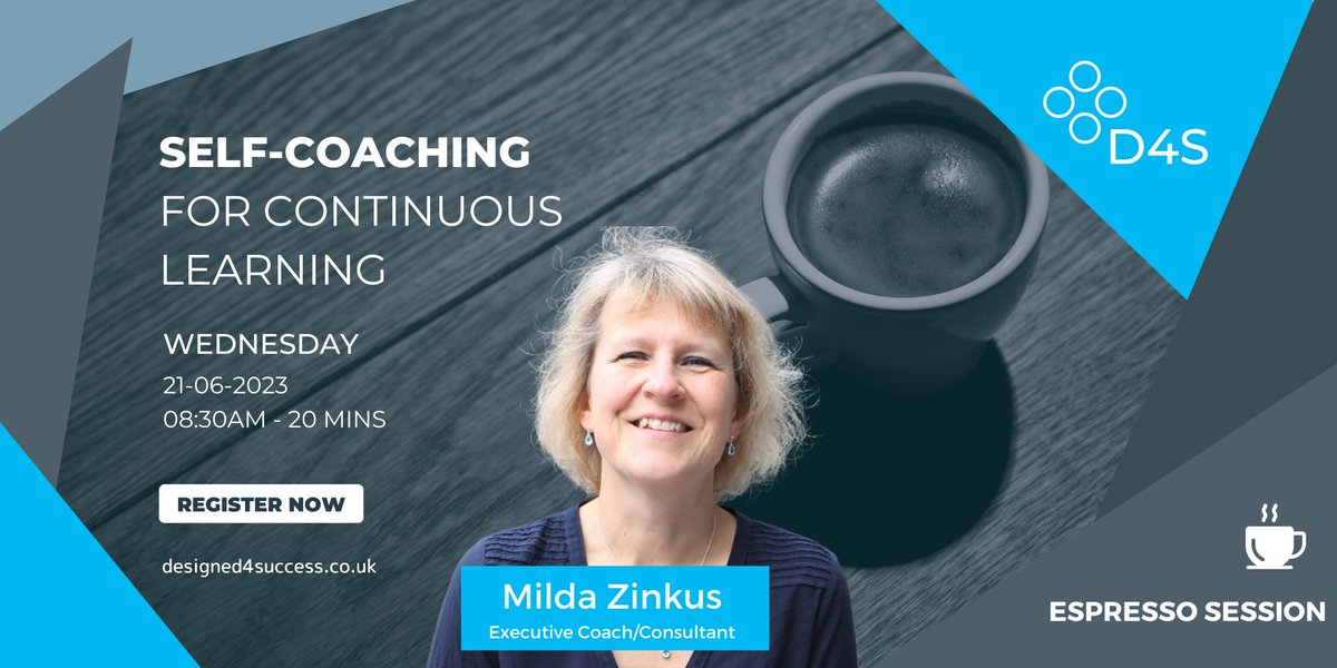 D4S_Ltd's tweet image. *New Espresso Session Announcement for June*

Explore the topic of #selfcoaching, the importance of #selfawareness and a model that you can put into practice immediately.

Join us for our June Espresso hosted by Milda Zinkus. 

#EspressoSession

eventbrite.co.uk/e/self-coachin…