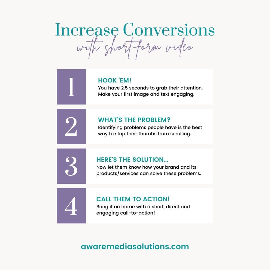 AwareAtl's tweet photo. It's important to supplement your engaging static content with high-converting short-form video content!⁠
⁠
There are many ways to convert users in short-form videos, but one of the most effective methods is:⁠
Hook ➡️ Problem ➡️ Solution ➡️ CTA

#videomarketing #marketingtips https://t.co/7a0CXQ4PpU