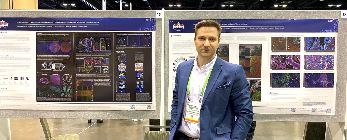 Standard_BioT's tweet image. Over 120 tumor subtypes originate from various parts of the central nervous system. We developed high-parameter proteomic analysis tools to characterize the TME of human and mouse brain tissues using #ImagingMassCytometry. #AACR23
If you missed Nick's #poster, stop by Booth 1224!