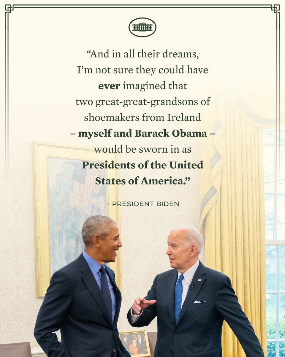 Around the time my great-great-grandfather boarded a ship from Ireland to America – another shoemaker named Joseph Kearny did the same.

Barack Obama's great-great-grandfather.

Folks, imagine that.

That's the promise of hope. Or as my mother would say: that’s the Irish of it.