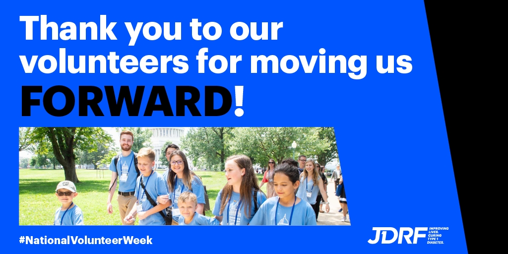 JDRFgnym's tweet photo. This week the Greater New York City Chapter celebrates the volunteers who support, connect, and empower the type 1 diabetes (#T1D) community. You inspire us daily with your passion and commitment to improving the lives of people impacted by T1D. Thank you! #NationalVolunteerWeek https://t.co/7CSPi1Nddp