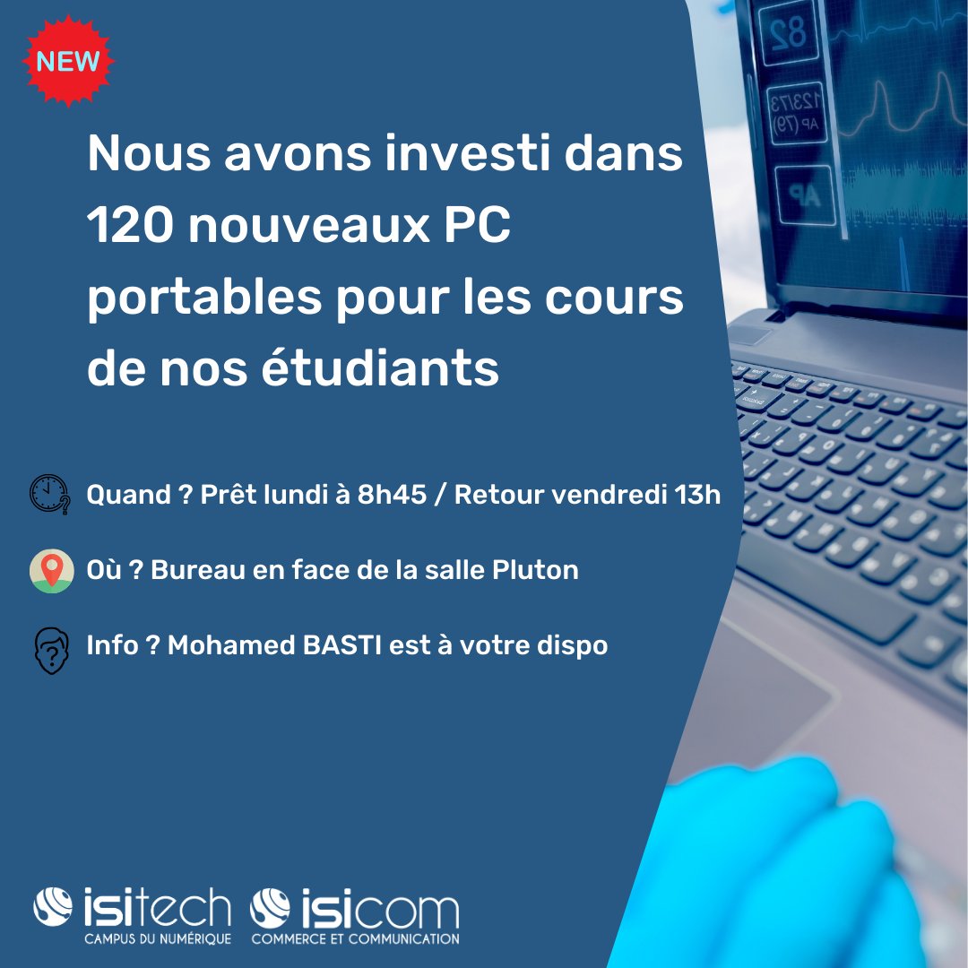 Ecole_ISITECH's tweet photo. ** NOUVEAUTE 2023 ! **
#ISITECH #ISICOM #PC #pedagogie #etudiants #alternance #passion https://t.co/bHwiDIt50a