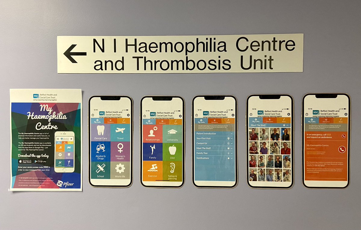 Launching the ‘My Haemophilia Centre’ App today in the <a href="/BelfastTrust/">Belfast Trust</a> Haemophilia Centre 🩸📱 Download from Apple App Store on apps.apple.com/gb/app/my-haem… 
Or from Google Play on play.google.com/store/apps/det… Thanks also to Pfizer &amp; The Royal London - great resource for patients #WHD2023