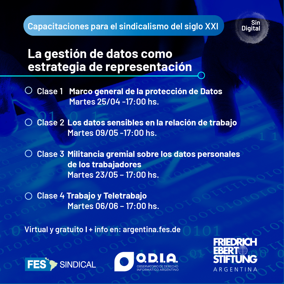 fes_argentina's tweet photo. 📢Capacitación para el sindicalismo del siglo XXI | La gestión de datos como estrategia de representación
💻Curso gratuito de #SinDigital de @fes_argentina en alianza con @fes_sindical para trabajadorxs de #AméricaLatina
🗓️Inicia 25/4
Inscripción 🔗https://t.co/fCd32duIkl https://t.co/aio7G5DUNd