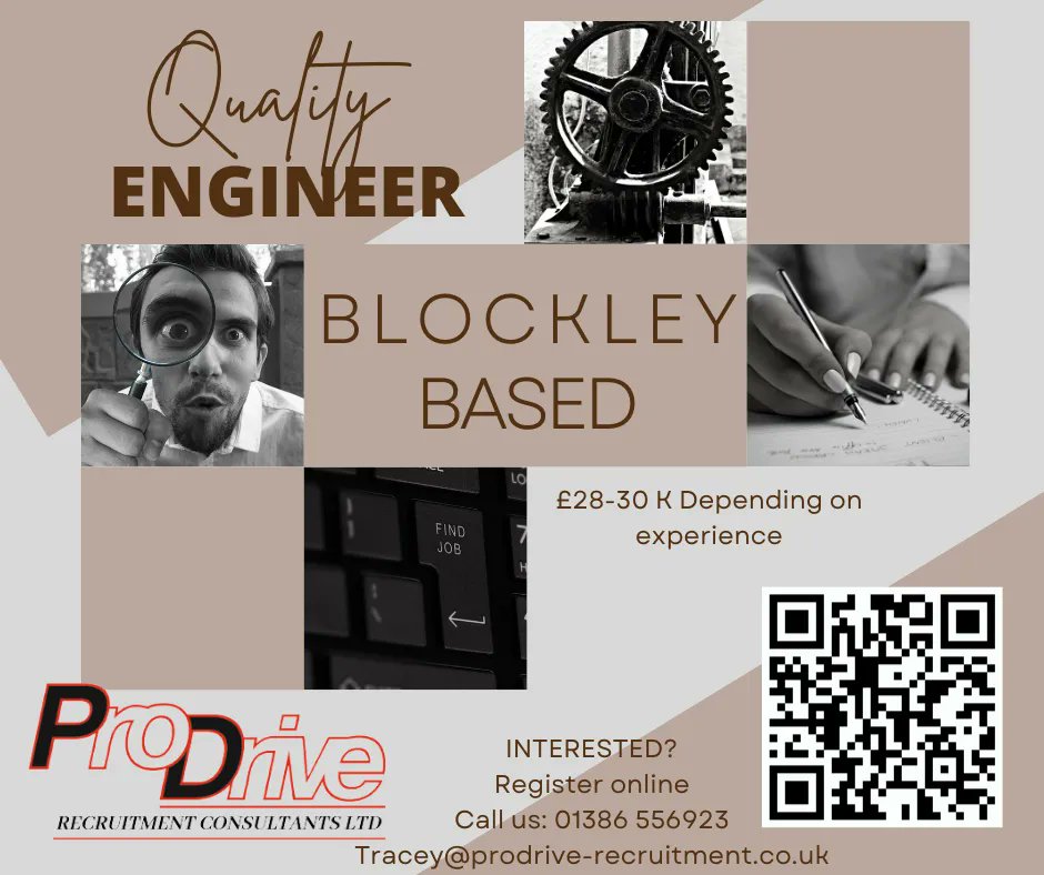 TraceyProDrive's tweet photo. Quality Engineer! Blockley!
Call ProDrive Recruitment Consultants LTD on 01386-556923 or register online: https://t.co/T0nK4MFWDz
#werehiring #worcestershirejobs #lookingforwork #newjob2023 #prodriverecruitment #jobsearch #jobs #Quality #Qualityengineer #detail #work https://t.co/2GdK8EKsm8