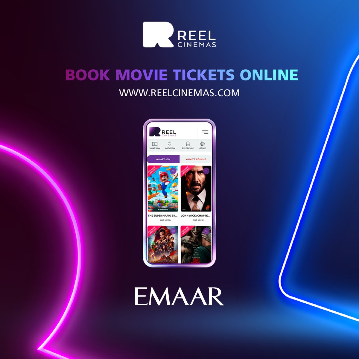 ReelCinemasKSA's tweet photo. Book your favorite movie online with Reel Cinema KSA 🎬 🍿
#ReelCInemasKSA #BeREEL https://t.co/h7w2ei9nw7