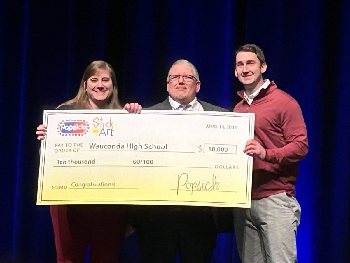 Mrs. Ossey and Mr. Klett were in San Antonio, TX at the National Art Educator Association Conference to accept a check for $10,000 for Wauconda High School's Art Department through <a href="/Popsicle/">Popsicle®</a> 's #stickwithartcontest. <a href="/WaucondaHS118/">Wauconda High School</a> <a href="/WaucondaCUSD118/">Wauconda CUSD 118</a>