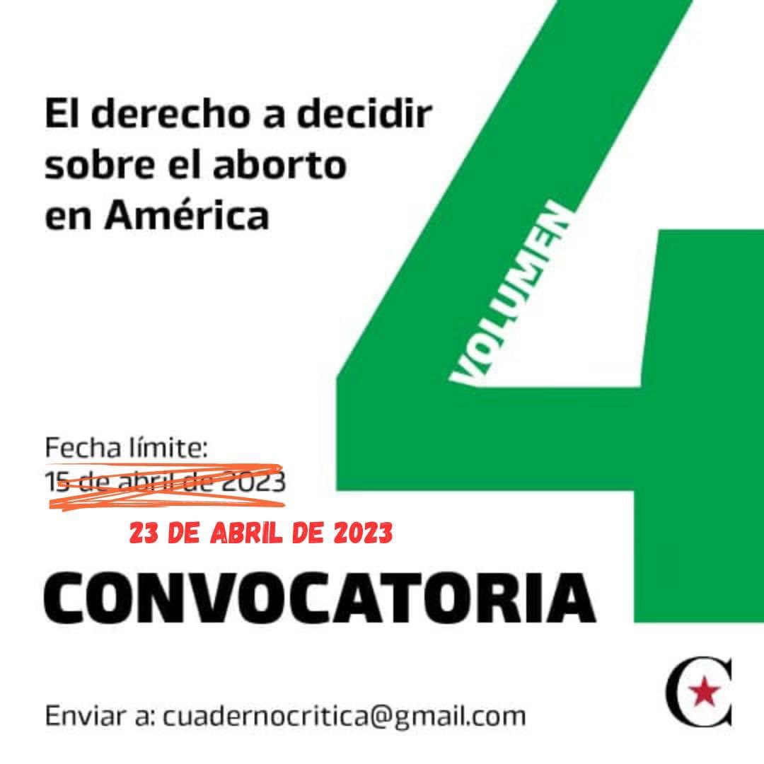 Tras evaluar varios pedidos de personas interesadas en participar de la convocatoria, hemos decidido extender la fecha de admisión de manuscritos hasta este próximo domingo 23 de abril de 2023. 

¡Aún estás a tiempo! 

¡Hace falta #crítica!
