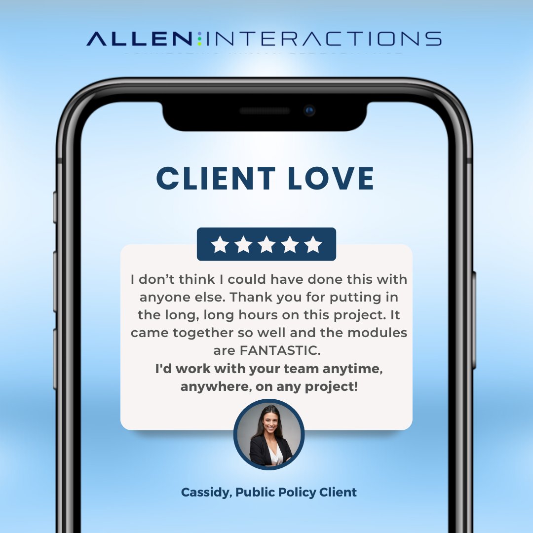 OfficialAllenI's tweet photo. Your success means everything to us. #clientwins #digitalengineering #learningengineering #emergingtechnology #customlearning #elearningdevelopment #transformationservices #digitaltransformation https://t.co/8fp622yNl2