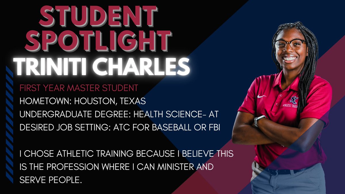 Our next student spotlight is first year Triniti Charles. Triniti played basketball at Sterling before joining the program this year. A fun fact about her is she used to be a culinary major and she competed for the NAACP. <a href="/SterlingCSports/">Sterling Warriors</a> <a href="/SterlingCLife/">Sterling College</a> <a href="/SCSportMed/">Sterling College Sports Medicine</a> #SwordsUp