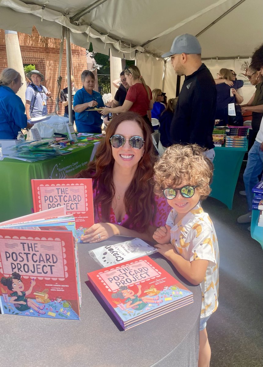 Had a blast signing copies of The Postcard Project at the The Woodlands Waterway Arts Festival with @VillageBooksTW! Pinching myself that kids (other than my little super fans) asked for my “autograph” 🥹💌 <a href="/BeamingBooksMN/">Beaming Books</a> #WritingCommmunity #picturebook