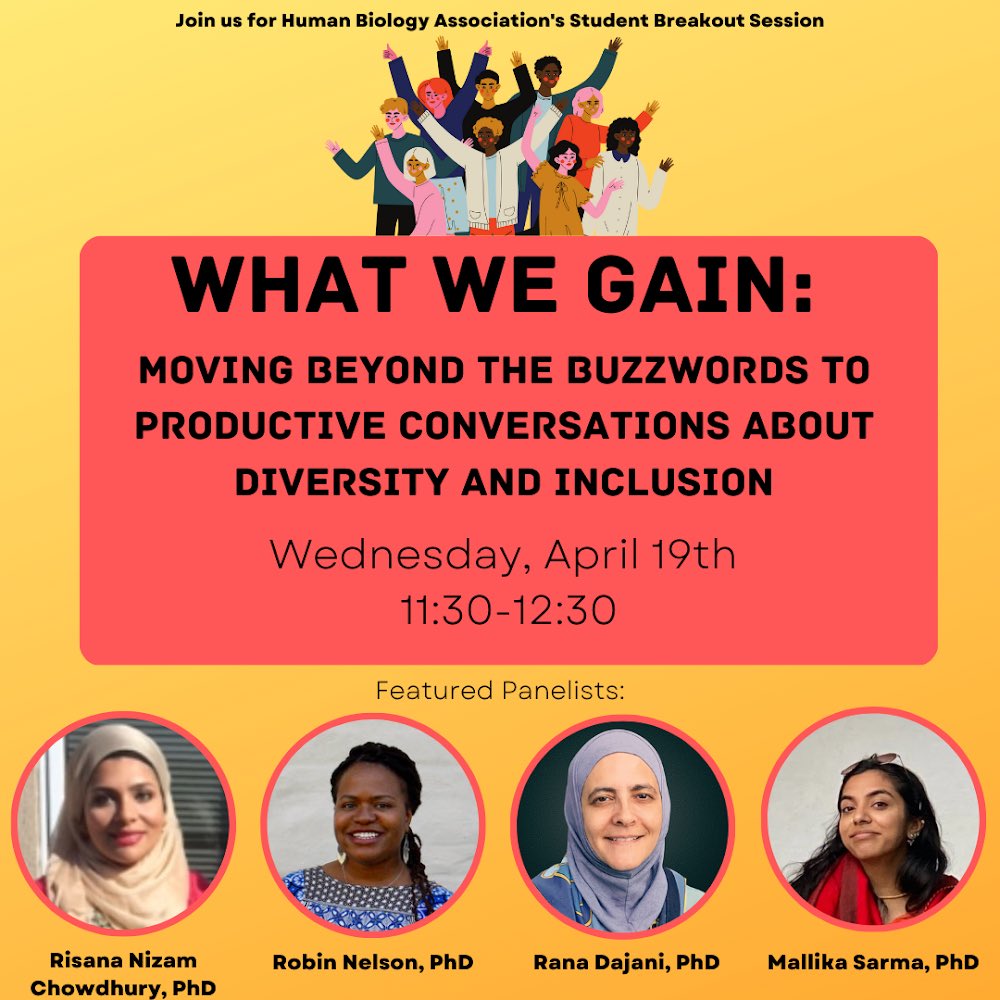 Sofiya Shreyer (@sofiya_shreyer) on Twitter photo We planned a really exciting student breakout session for #hba2023 <a href="/HumBioAssoc/">Human Biology Association & Amer J Hum Biol</a> on Wednesday, 4/19 @ 11:30am. Join @RisanaChowdhury @robingnelson <a href="/Prof_RanaDajani/">Professor Rana Dajani رنا الدجاني</a> and @skyy_mal for important conversations on equity in our field! <a href="/BiologicalAnth/">AABA</a> <a href="/BlackinBioAnth/">The Black in Biological Anthropology Collective</a> We planned a really exciting student breakout session for #hba2023 <a href="/HumBioAssoc/">Human Biology Association & Amer J Hum Biol</a> on Wednesday, 4/19 @ 11:30am. Join @RisanaChowdhury @robingnelson <a href="/Prof_RanaDajani/">Professor Rana Dajani رنا الدجاني</a> and @skyy_mal for important conversations on equity in our field! <a href="/BiologicalAnth/">AABA</a> <a href="/BlackinBioAnth/">The Black in Biological Anthropology Collective</a>