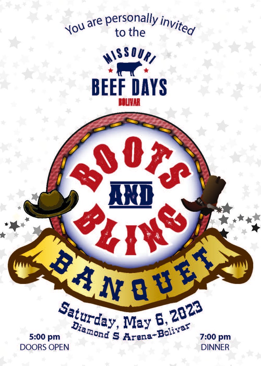 MObeefdays's tweet photo. Do you have a seat at the table for our premiere event? Tickets are on sale now and mooovin' fast!! Be a part of this year's live and silent auction, dinner and dancing! Visit https://t.co/R1cSsq0VmO to get your tickets!!
#bootsandbling #beefyevent https://t.co/YzGzMGCAJh