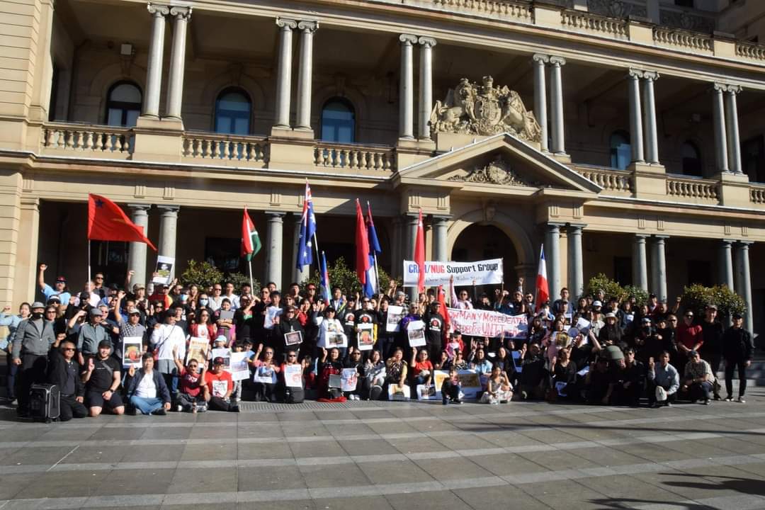 An anti-coup revolutionary protest against Myanmar's junta somewhere in Australia by pro-democracy Myanmar expatriates and Australian activists.

#2023Apr17Coup #WhatsHappeningInMyanmar