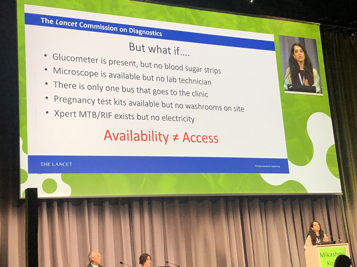 LiselotteHardy's tweet photo. More on this topic in the @TheLancet “Expanding global access to diagnostics” session. @FINDdx @MikashmiKohli states very clearly that availability of diagnostics does not imply that there is access to diagnostics as well. #ECCMID2023 https://t.co/ExKmWXa1rm