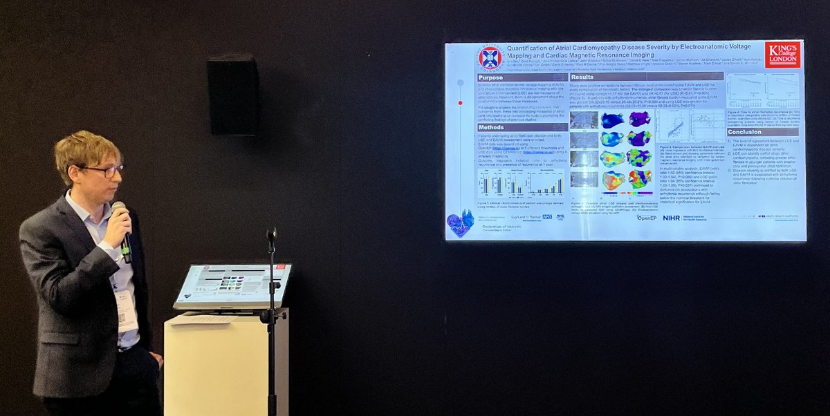 Largest study to date of voltage mapping and LGE imaging in AF patients - starting to understand the reasons for divergent analysis with @DrIainSim at #EHRA2023 #cemrg #openep @kcl_ep <a href="/S_NarayanMD/">Sanjiv Narayan</a>