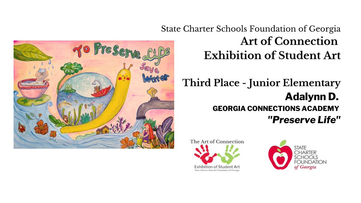 SCSFofGA's tweet photo. Congratulations to Adalynn from @ConnectionsGa for winning 3rd place in the Junior Elementary School division of the Art of Connection! See the virtual gallery: https://t.co/hUlp4EdL6L #ArtinSchools #ArtofConnection #GaStateCharters https://t.co/yIEeJLfmXh